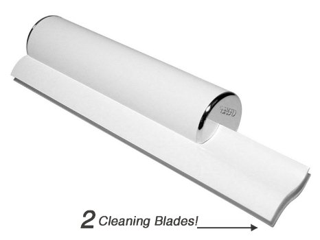 Cleret ELITE Bath and Shower Squeegee with Chrome End Caps and Dual White Cleaning Blades Made in USA