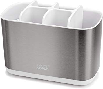 Joseph Joseph EasyStore Stainless-Steel Toothbrush Holder Bathroom Storage Organizer Caddy, Large