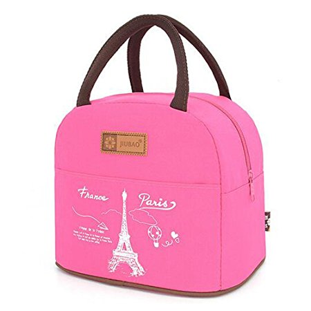 Muitifunction Canvas Bento Lunch Bag for Picnic Travel Tote Lunch Bag with Zipper Stylish Large Capacity Pink by Oneyongs
