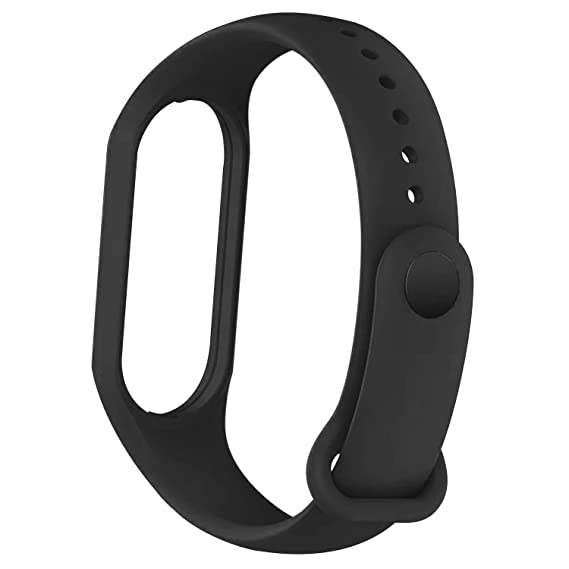 AmazonBasics Adjustable Silicone Strap Band for Xiaomi Mi Band 3/Mi Band 4 Watch - Black