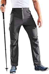 MIER Mens Quick Dry Lightweight Outdoor Hiking Pants Stretch Ripstop Nylon Pants, 7 Pockets