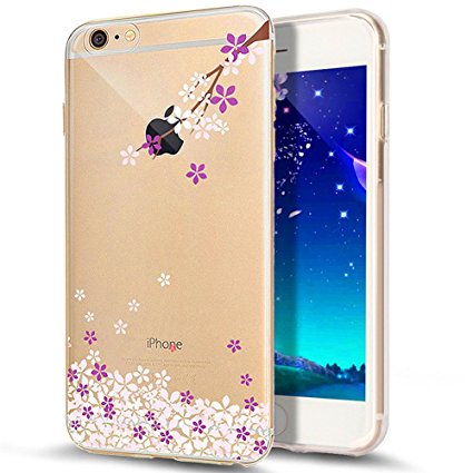 iPhone 8 Plus Case,iPhone 7 Plus Case,ikasus Ultra Thin Soft TPU Case,Cherry Blossom Flower Series,Soft Silicone Rubber Bumper Case,Crystal Clear Soft Floral TPU Cover for iPhone 8 Plus / 7 Plus,#4