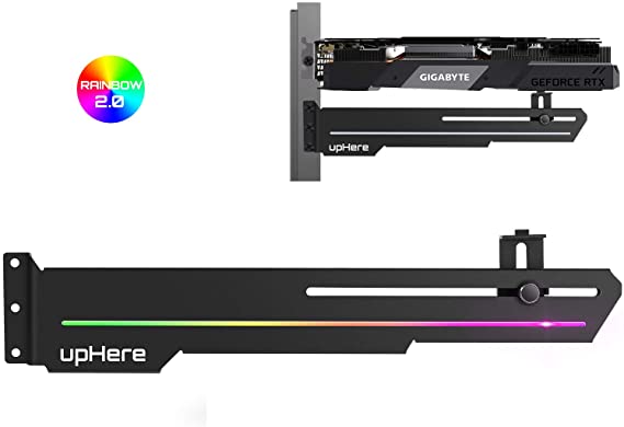 upHere GS05CF Rainbow LED Effec Graphics Card GPU Brace Support Video Card Sag Holder/Holster Bracket,Anodized Aerospace Aluminum,Adjustable Length and Height Support