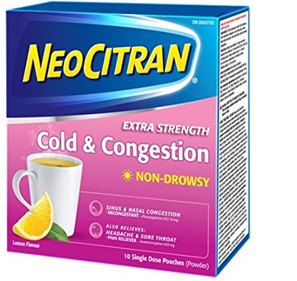 NeoCitran Extra Strength Cold and Sinus Powder, Natural Source Lemon