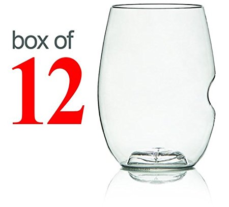 GoVino Wine Glass Flexible Shatterproof Recyclable- 16 Oz, Set of 12
