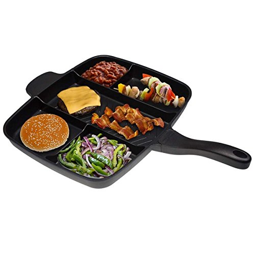 Master Pan 5 in 1 Kicthen Pan Skillet Non-Stick Grill Fry Oven , 15" (BLACK)
