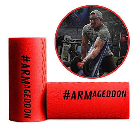 Thick Bar Grips, ARMageddon Edition by Steve Weatherford, Fits Standard Olympic Barbells And Dumbbells, Textured Extra Thick Anti-Slip Design, Great for Fat Bar Training