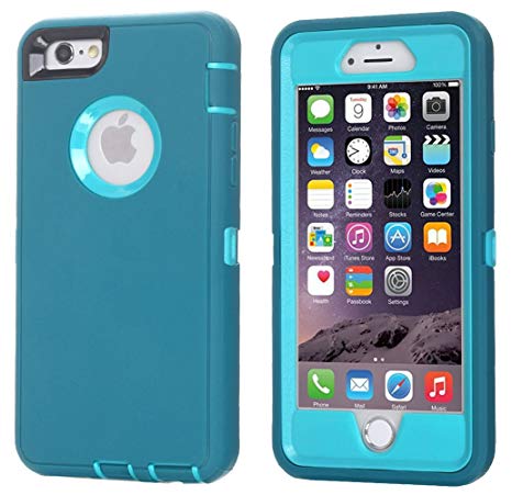 Ai-case C-131 Built-in Screen Protector Tough 4-in-1 Rugged Shockproof Cover with Kickstand for iPhone 6/6S Plus - Blue