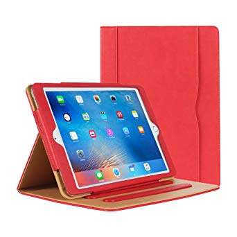 iPad Air Case - Leather Stand Folio Case Cover for Apple iPad Air Case with Multiple Viewing Angles, Document Card Pocket (Red)