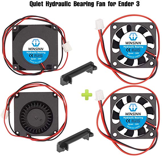 WINSINN 40mm Blower Fan 24V 4010 Turbine Turbo 40x10mm for Cooling Creality Ender 3 / Pro Turbine Turbo 40x10mm 4010 DC Brushless Hydraulic Bearing, with Air Guide Parts - Quiet (Pack of 4Pcs)