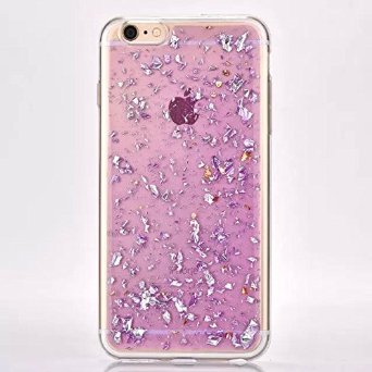 iPhone 6 Case doopoo  iPhone 6S Case Luxury Soft Bling Glitter Sparkle Hybrid Bumper Case with Liquid Infused with Glitter and Stars For Iphone 6Iphone 6S - purple