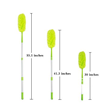 Extendable Green Microfiber Duster With Lightweight Telescopic Pole Flexible and Easy Cleaninge,Bendable