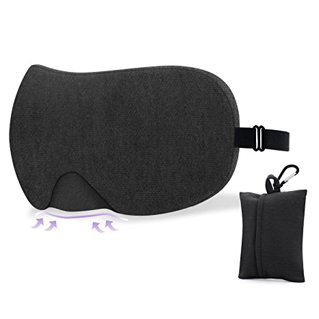 Cotton Sleeping Mask for Eyes - 100% Blindfold Sleep Mask for Women/ Men, Comfortable & Smooth With Adjustable Strap, No Pressure On Your Eye, Great for Travel/Nap/Night's Sleeping (Black)