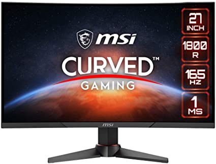 MSI Optix MAG270VC2 FHD 1800R Curvature 16:9 Aspect Ratio Non-Glare Super Narrow Bezel 1ms 1920 x 1080 165Hz Refresh Rate Tilt/Swivel/Height Adjustment AMD FreeSync 27" Curved Gaming Monitor, Black