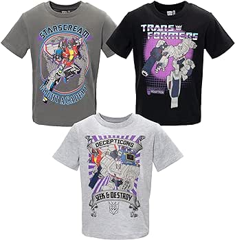 Transformers Bumblebee Optimus Prime Megatron 3 Pack T-Shirts Toddler to Big Kid