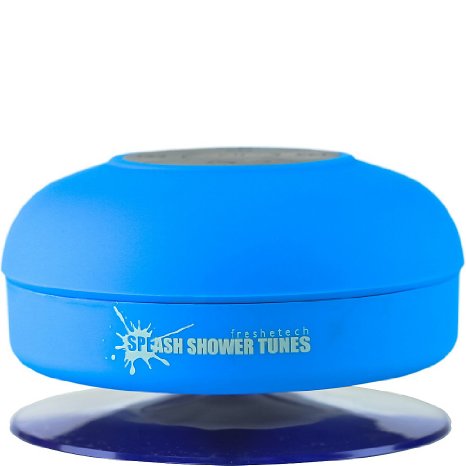 Splash Tunes - Waterproof Bluetooth Wireless Portable Shower Speaker by FRESHeTECH, Blue