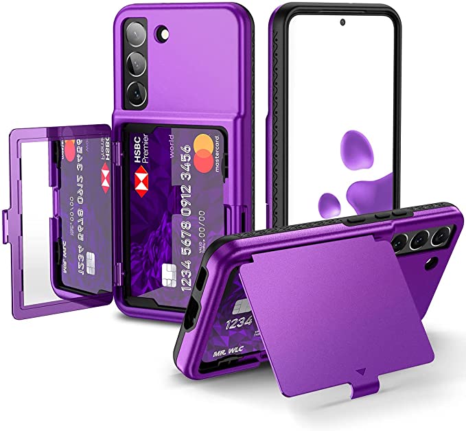 Samsung Galaxy S22 Case - WeLoveCase Wallet Case with Credit Card Holder & Hidden Mirror, All-Round Protection Shockproof Phone Cover Designed for Samsung Galaxy S22 5G, 6.1 inch Purple