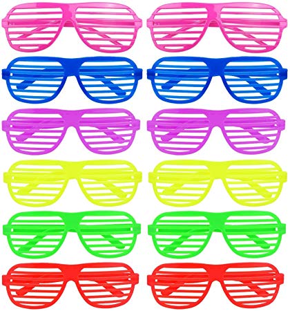 iLoveCos Shutter Shading Glasses, Children Party Bag Fillers Kids Shutter Shades Glasses Sunglasses Novelty Fancy Dress Costume for Halloween Party Cosplay Photo Props, 6 Colors, 12 Pairs