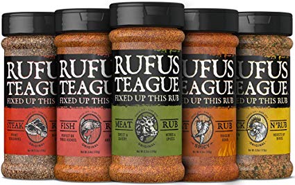 Rufus Teague - Assorted Premium Meat Rubs - ONE COMBO RUB PACK - 6.5oz Each. Five Amazing Flavors. This is the Ultimate BBQ RUB GIFT PACK that You'll Savor the Flavor