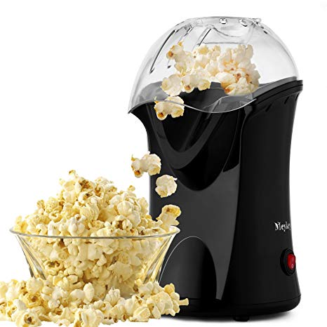 Popcorn Maker, Popcorn Machine, 1200W Hot Air Popcorn Popper Healthy Machine No Oil Needed (Black)