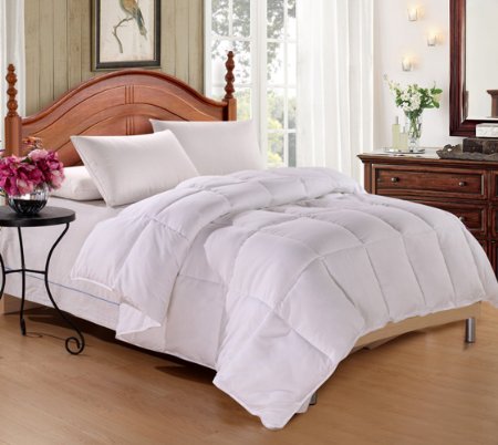 DelbouTree Luxury White Goose Down Alternative Comforter, Overfilled Year Round Use Comforter