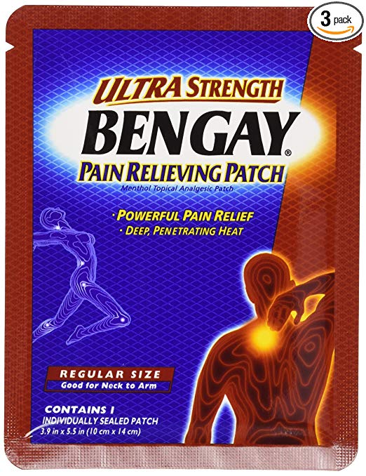Bengay Pain Relieving Patch, Ultra Strength, Regular Size, 5-Count Patches (Pack of 3)