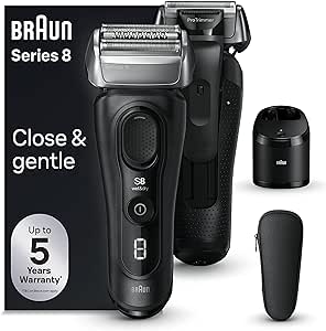 Braun Series 8 8560cc Rasoir Électrique Pour Homme, 4 Éléments De Rasage, Tondeuse De Précision Intégrée, Station SmartCare, Étanche, 60 Minutes D’Autonomie, Fabriqué En Allemagne, Noir