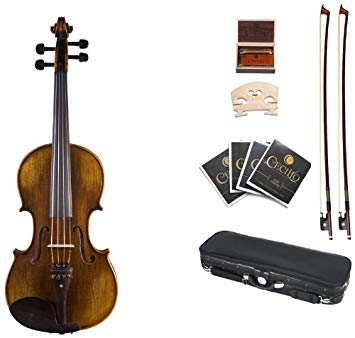 Cecilio 16 Inch Hand Oil Rubbed Highly Flamed 2-Piece Back Solidwood Viola, CVA-600