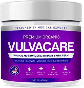 Organic Vulva Balm Cream, Vaginal Moisturizer, Intimate Skin Care, Menopause Support - Relieves Dryness, Itching, Burning, Redness, Chafing, Odor, Irritation - Estrogen Free (2 Ounces)