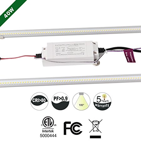 Hykolity 40W Magnetic LED Troffer Retrofit Kit, 2x4ft, 5200lm, 5000K, T8 T12 Fluorescent Tubes Replacement, 0-10V Dimmable, 100-277V, ETL and DLC Qualified Industrial Strip Fixtures.