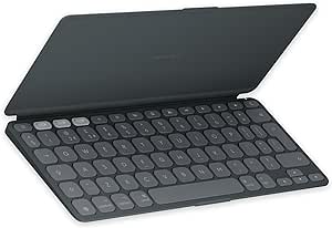 Logitech Keys-To-Go 2 Portable Wireless iPad Keyboard With Built-in Cover, Slim, Compact Wireless Keyboard for iPad, iPhone, Mac, Apple TV, Easily Switch Between Devices, QWERTY UK Layout - Graphite