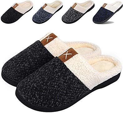 Bocianelli Winter House Home Slippers Womens Mens Memory Foam Slippers Comfy Fuzzy Plush Fleece Lined Slipper Anti-Slip for Indoor Outdoor