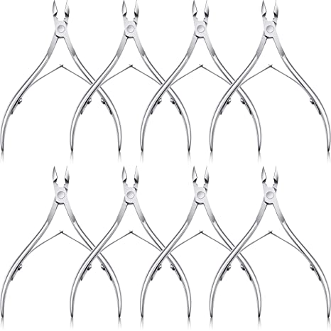 8 Pieces Cuticle Nippers Stainless Steel Cuticle Trimmer Pointed Blade Cuticle Cutter Clipper Dead Skin Remover Scissors Manicure Tools for Fingernails and Toenails (Silver)