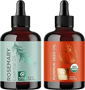 Rosemary and Pumpkin Seed Oils for Hair Growth - Pure Essential Rosemary Oil and Organic Pumpkin Oil Set for Men and Women