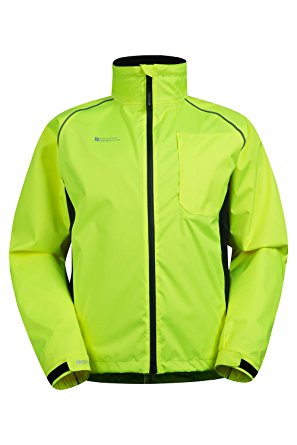 Mountain Warehouse Adrenaline Mens High Visibility Jacket - Breathable Mens Coat, High Viz Print, Adjustable Hem, Waterproof Rain Coat - For Cycling, Running & Walking