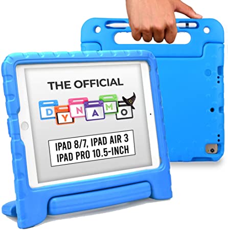 Official Cooper Dynamo [Rugged Kids Case] for 2020/2019 10.2 iPad (8th & 7th Gen), iPad Pro 10.5, iPad Air 3 | Stand, Handle, Pencil Storage Slot (Blue)