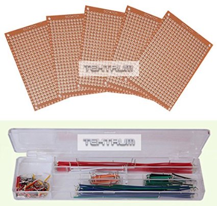 TEKTRUM SOLDERLESS EXPERIMENT PLUG-IN BREADBOARD KIT WITH PRE-FORMED SOLID JUMPER WIRES FOR PROTO-TYPING CIRCUIT/ARDUINO (5 PCB)
