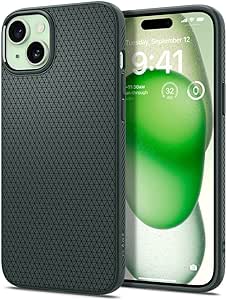 SPIGEN Liquid Air Armor Designed for Apple iPhone 15 Case (2023)[6.1-inch] Air Cushion Form Fitted Slim Lightweight Soft TPU Cover - Abyss Green