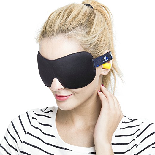 BONAZZA Design - 3D Eye Mask Support Comfortable & Soft Sleep Eye Mask With Adjustable Strap 100% Silk Skin-Friendly Not Dizzy Makeup, No Eye Pressure Eye Mask with Ear plugs x 2 Set