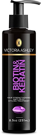 Victoria Ashley Leave-in Hair Strengthening Treatment with Biotin and Keratin, Repair Thin, Damaged, Frizzy, Processed Hair | 8.5oz