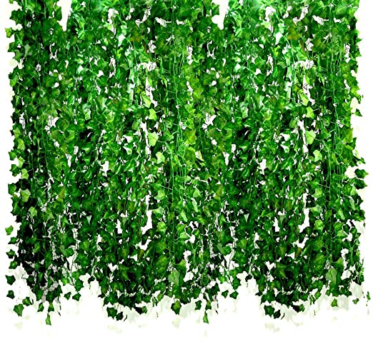 12 Pack 84 Ft Artificial Ivy Leaf Flowers Greenery Garland Plants Hanging Vine Garland Fake Leaf Foliage for Kitchen Party Garden Office Wedding Wall Home Decor