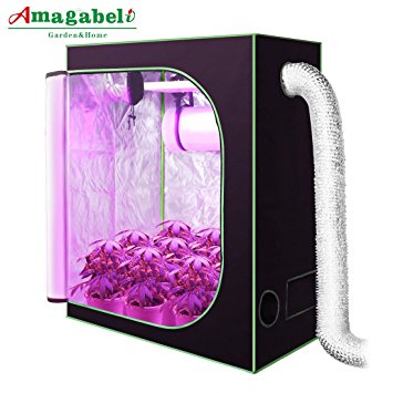 Amagabeli Hydroponic 4x2 Grow Tent for Indoor Plants Growing Room with Removable Floor Tray 48"x24"x60" Grow Kit Mylar Ventilation Box Vegetable Seedling Sprout for Carbon Filter Exhaust Ducting Fan