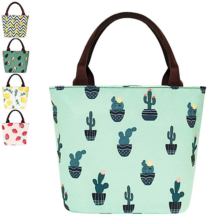 Cactus Lunch Bags for Women Insulated Lunchbox Gourmet Tote Bag for Office/School/Camping/BBQ Canvas