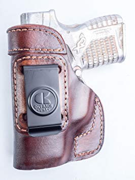 OutBags USA LS2XDS33 Full Grain Heavy Leather IWB Conceal Carry Gun Holster for Springfield Armory XDs 3.3" 9mm & .45ACP. Handcrafted in USA.