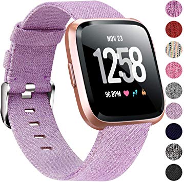 Welltin Bands Compatible with Fitbit Versa/Fitbit Versa 2/Fitbit Versa Lite for Women Men, Breathable Woven Fabric Strap, Quick Release, Adjustable Replacement Wristband for Fitbit Versa Smart Watch