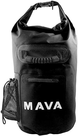 Mava Sports Waterproof Dry Bag – Mobile and Water Bottle Pocket, Long Adjustable Shoulder Strap – Roll Top Sack for Adventures, Boating, Canoeing, Rafting, Camping, Snowboarding, Water