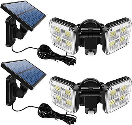 Daytech Solar Motion Sensor Light Outdoor, 120 LED Security Bionic Flood Light 1000 LM, 2 Adjustable Solar Shed Lighting for Porch Patio Garden Yard