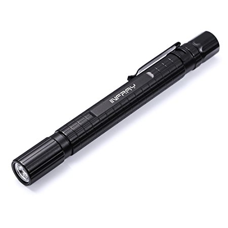 INFRAY Super Bright 240 Lumens LED Torch Power by 2AAA Batteries, Pocket-Size Zoomable Pen Flashlight with CREE LED, IP65 Water-Resistant, 3 Light Modes and Pocket Clip. Ideal for a Specialist such as Doctor, Nurse, Mechanic, Inspector.