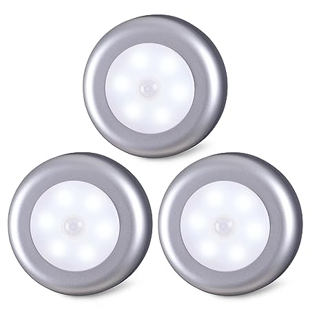 Motion Sensor Lights Indoor, STAR-SPANGLED High CRI Stick on Stair Puck Lights Battery Operated, Cordless LED Step Night Light for Under Cabinet, Hallway, Stairway, Closet, Kitchen (Cool White, 3Pack)