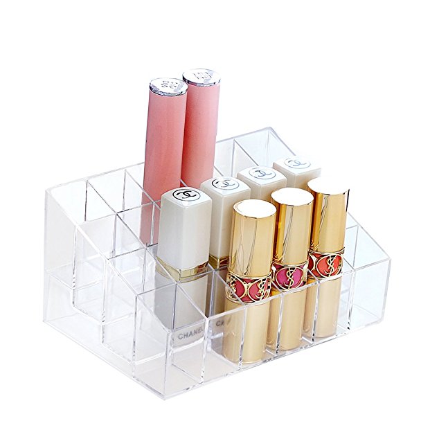 Weiai 24 Stand Transparent Plastic Trapezoid Makeup Cosmetic Organizer Display Stand A77